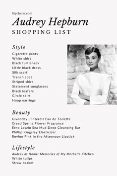 Most Iconic Women Of All Time, Actress Aesthetic Outfits, Audrey Hepburn Shopping List, Audrey Hepburn Wardrobe, Audrey Hepburn Summer Style, Audrey Hepburn Diet, Audrey Hepburn Beauty