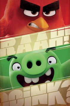 the angry birds movie poster is shown in red and green with an angry bird on it's face