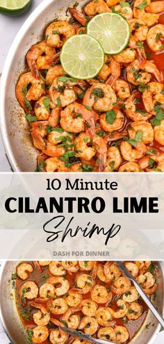 Looking for healthy dinner ideas? You need to try this skillet recipe for Cilantro Lime Shrimp. This 10 minute dinner recipe is perfect for all kinds of dietary needs, including low carb, gluten free, and high protein. Gluten And Dairy Free Shrimp Recipes, Dairy Free Shrimp Recipes, Cilantro Shrimp Recipes, Shrimp Avocado Recipes, 10 Minute Dinner, Cilantro Lime Shrimp Tacos, Cilantro Shrimp, Lime Shrimp Recipes, Cilantro Lime Shrimp