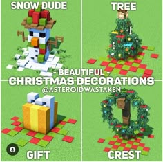 four different types of christmas decorations