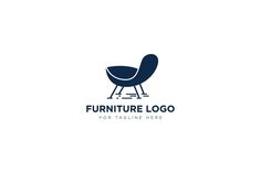 the furniture logo is designed with a chair and legs that are connected to each other