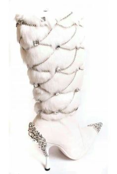 Shoe Hacks, Fur Heels, Fancy Shoes, Beautiful Boots, White Fur