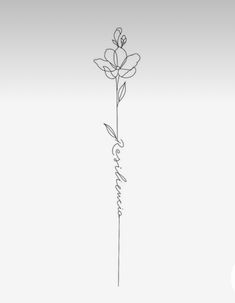 a single line drawing of a flower with the word love written in cursive writing