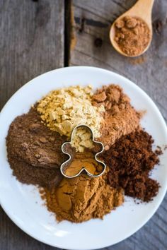 a white plate topped with different types of spices