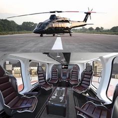 the inside and outside view of a helicopter