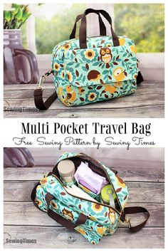 the multi pocket travel bag sewing pattern is shown