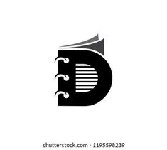 a black and white logo with the letter d