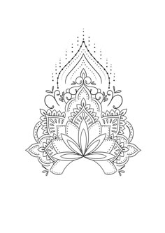 a black and white drawing of a lotus flower