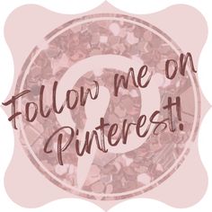 a pink circle with the words follow me on pinterest written in cursive font