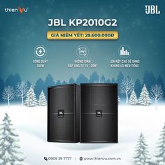 an advertisement for the jbl kp200c2 wireless speaker system in winter