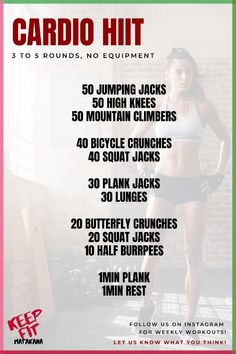 the cardio hit workout poster is shown