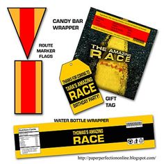 the amazing race gift tag is on display with other items to be used for it