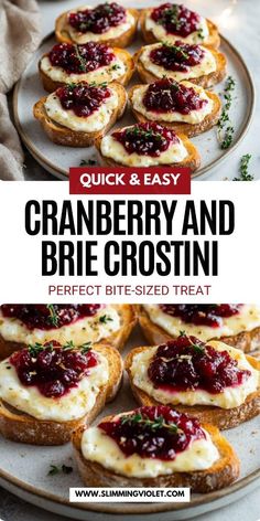 cranberry and brie bread is on a plate with the text overlay