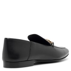 Black leather loafers from Ferragamo. The Louis loafers are made of smooth leather with an almond-shaped toe, a foldable heel, complete with a golden buckle on the instep.Leather soleTrue to sizeMade in Italy Black Leather Loafers, Leather Loafers, Smooth Leather, Black Leather, Loafers, Buckle, Heels, Leather, Black