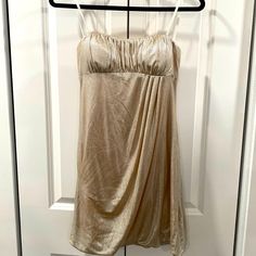 Nwot Gold & Silver Strapless Dress, Juniors Size 1, Padded Cups, Excellent Condition!!! Gold Strapless Dress For Summer Evenings, Gold Strapless Dress For Party Season, Gold Strapless Dress For Night Out Party Season, Glamorous Strapless Dinner Dress, Gold Strapless Mini Dress For Night Out, Gold Strapless Mini Dress For Cocktail, Metallic Mini Dress With Spaghetti Straps For Evening, Silver Mini Dress With Spaghetti Straps For Cocktail, Strapless Shimmer Summer Dress