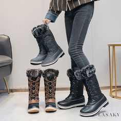 Lasaky - High-Top Leg Support Thick Fleece Snow Boots Winter Boots Women Snow, Fur Snow Boots, Million Followers, Waterproof Snow Boots, Leg Support, Mens Boots Fashion, Formal Shoes For Men, Boot Types