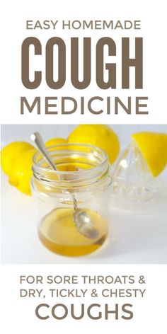 Natural homemade cough medicine recipe for adults and for kids. This home made DIY cough mixture made from honey and lemon is also an ideal cough syrup for children with sore throats #coughs #sorethroats #naturalremedies #coughmixture #coughmedicine Homemade Cough Medicine, Sore Throat Medicine, Cough Mixture, Homemade Cough Syrup, Homemade Cough Remedies, Chesty Cough, Cough Medicine, Cough Suppressant, Dry Cough