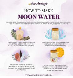 How To Bless Water, How To Cleanse Crystals With Moon Water, Cleansing Wash Witchcraft, Energy Stones Crystal Healing, Water Witch, Teen Witch, Moon Water, Moon Journal