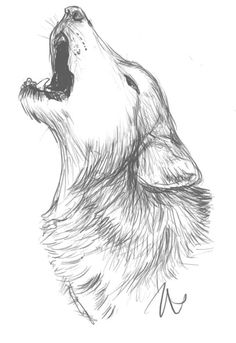 a drawing of a dog with its mouth open