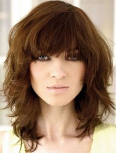 Cute Medium Hairstyle With Bangs Trendy Layered Hairstyles, Medium Haircuts With Bangs, Curly Shag Haircut, Medium Hairstyle, Medium Shag Haircuts, Medium Layered Haircuts, Chin Length, Bangs With Medium Hair