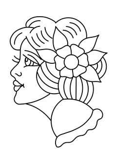 a woman's head with flowers in her hair and the word love on it