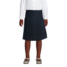 Give her pleats for days in our Pleated Skirt that sits right before the knee. It's a perfect staple for your school uniform wardrobe. Dress it up or dress it down but no matter how you wear it it will resist wrinkles and ensure comfortability. Spin twirl jump the pleats will never lose their shape in our easy-care fabric. It's a fashion favorite no matter the season and adjusts to her waist so she can continue to wear it year after year. The drape on this skirt is unbeatable and definitely a cl School Uniform Skirts, Polo Shirt Girl, Below The Knee Skirt, Chambray Skirt, Toddler Skirt, Knee Skirt, Classic Skirts, Pleated Tennis Skirt, Skirts For Kids