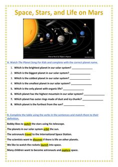 the solar system worksheet with answers for students to learn how to use it