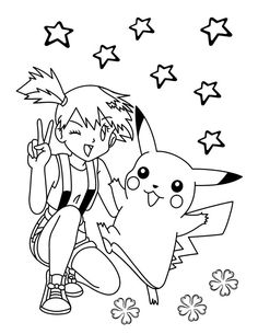 pokemon coloring pages for kids to print out and color with the characters in their respective colors