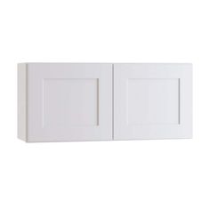 a white wall cabinet with two doors