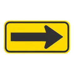 a yellow and black arrow sign pointing to the left