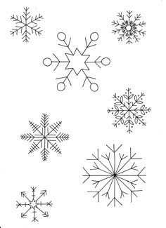 snowflakes are shown in black and white