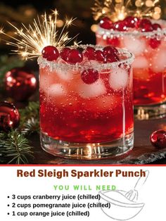 red sleigh sparkler punch recipe