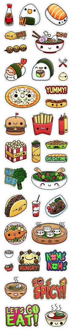 a bunch of different types of food on a white background