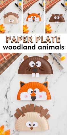 paper plate woodland animals with the title overlay