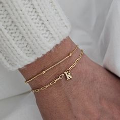 Custom Bracelet Set, Initial Bracelet Set, Tiny Paperclip Bracelet, Gift Bracelet, Everiday Bracelet, Dainty Bracelet, Bridesmaid Bracelet - Etsy Dainty Hand-set Bracelet Jewelry, Dainty Gold Charm Bracelet With Letter Beads, Dainty Initial Bracelet, Dainty Initials Name Bracelet As Gift, Adjustable Gold Letter Bracelet, Metal Bead Bracelet, Bridesmaid Bracelet Gift, Bracelet Initial, Gold Letter Necklace