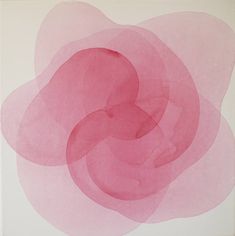 an abstract painting with pink colors on a white background in the shape of a flower