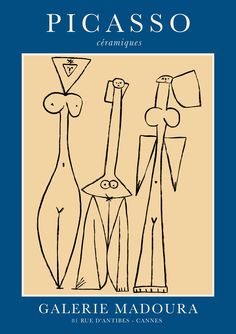 the cover of picasso's book, featuring three figures in black and white