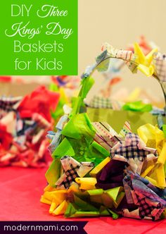 an origami basket with the words diy three kings'day baskets for kids