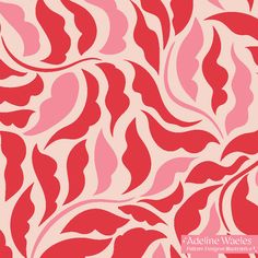 a red and white wallpaper with wavy lines