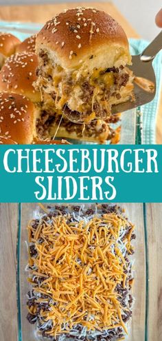 cheeseburger sliders with shredded cheese on the side