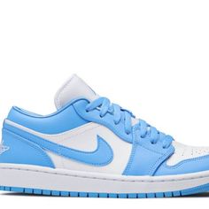 Worn Slight Crease Brand New Otherwise Custom Blue Sneakers With Translucent Outsole For Light Sports, J1 Low, Jordan 1 Low Blue, Air Jordan 1 Low Unc, Jordan 1 Low Unc, Wmns Air Jordan 1, Womens Jordans, Air Jordan 1 Low, Jordan 1 Low