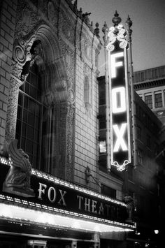 the fox theatre in black and white poster