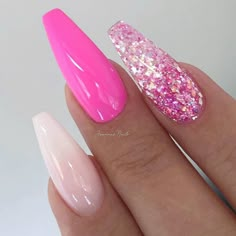 Bachelorette Nails, Nail Inspo Designs, Acrylic Full Set, Nail Inspo Pink, Clear Glitter Nails, Full Set Acrylic, Pink Gel Polish, Blush Pink Nails, Cute Nail Colors