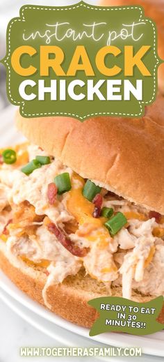 Instant Pot Crack Chicken combines the perfect 'crack chicken' combination of ranch + cheese + bacon made really easy in the Instant Pot or Pressure Cooker! Crack chicken is an easy dinner idea & delicious served as sandwiches or over rice. Instapot Ideas, Baked Chicken Breast Recipes, Oven Baked Bacon, Air Fryer Chicken Recipes