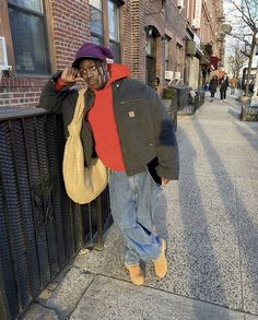 Brown Outfit Men Street Styles, Winter Streetwear Outfits Men, Yachty Outfits, Work Jacket Outfit Men, Lil Yachty Outfits, Mens Gorpcore, Timbs Outfit Men, Gorpcore Men, Timbs Outfit