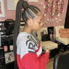 Feed In Braids Ponytail, Feed In Ponytail, Cornrow Ponytail, Braids Ponytail, Braids Cornrows, Braids Hairstyles For Black Women, Hair Braiding Styles