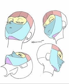 four different views of a woman's head with her face covered in a blanket