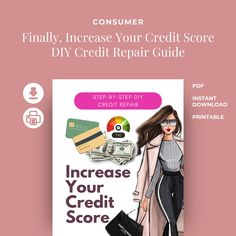 the front cover of an ebook with text that reads, finally increase your credit score diy credit repair guide