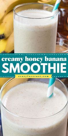 Jumpstart your day with a Creamy Honey Banana Smoothie from your go-to healthy breakfast recipes! Made with banana, almond butter, dates, and milk, this smoothie is simple, easy to make, and packed with nutritious flavor. A satisfying sip for any morning! Save this to your Breakfast Recipes board! Breakfast Drink Ideas, Chocolate Desserts For A Crowd, Food To Eat Everyday, Healthier Drinks, Banana Almond Butter, Easy 30 Minute Meals, Easy Smoothie Recipe, Drinks To Make At Home, Creamy Honey