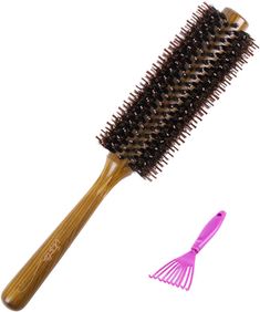 PRICES MAY VARY. Natural Healthy Hair Care - The Round Hair Brush is made from natural boar bristles with nylon pins easily go through long thick hair while boar bristles provide smoothing power. Easily detangles your hair instead of pulling and ripping it. Durable and comfortable to USE - This boar bristle round brush is made of quality beech wood, which is durable and practical; Designed with a comfortable handle in round circular shape that is easy to grip to help create a volumizing curl wit Natural Healthy Hair, Wooden Hair Brush, Boar Bristle Hair Brush, Clean Hairbrush, Round Hair Brush, Healthy Hair Care, Healthy Natural Hair, Round Brush, Scalp Health